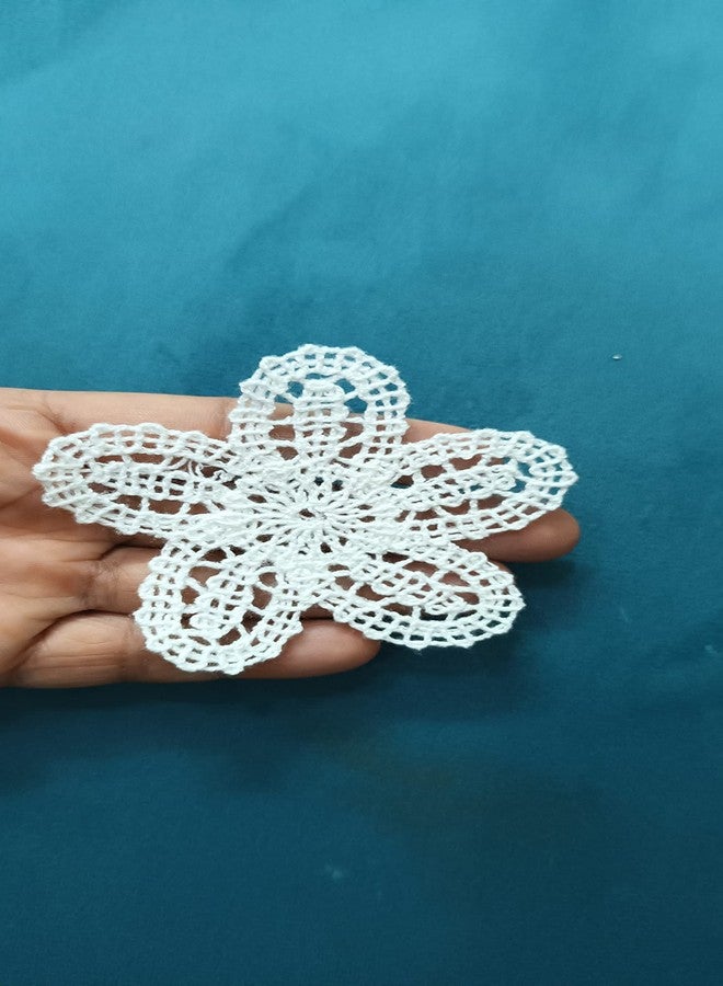 DaSync SYNC Crochet Patch Patches for Blouse 8 CM lace and Patches White Colour Floral Clothes 5 Pieces Dress Gowns Jackets Badges Kids Bags Dress Decoration Craft sew - Image 4